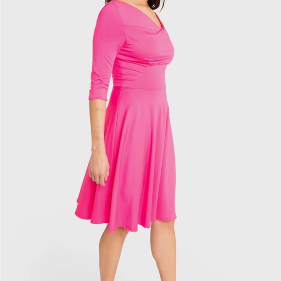 NWT Black Halo Retro Jackie O Swing Dress Fuchsia Pop 10 - Picture 2 of 11